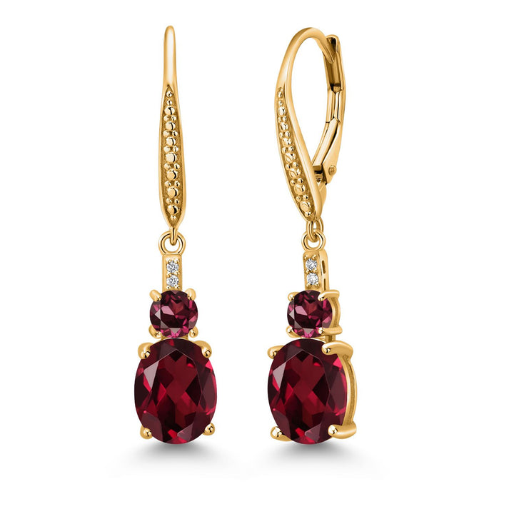 Rhodolite Garnet_Earrings in 925 Yellow Gold Plated Silver