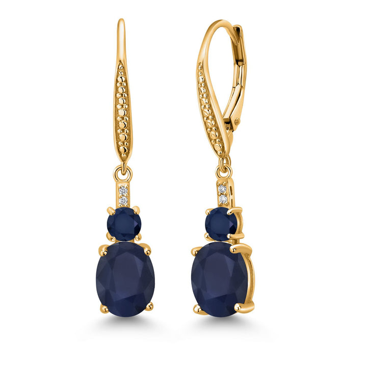 Blue Sapphire - September_Earrings in 925 Yellow Gold Plated Silver
