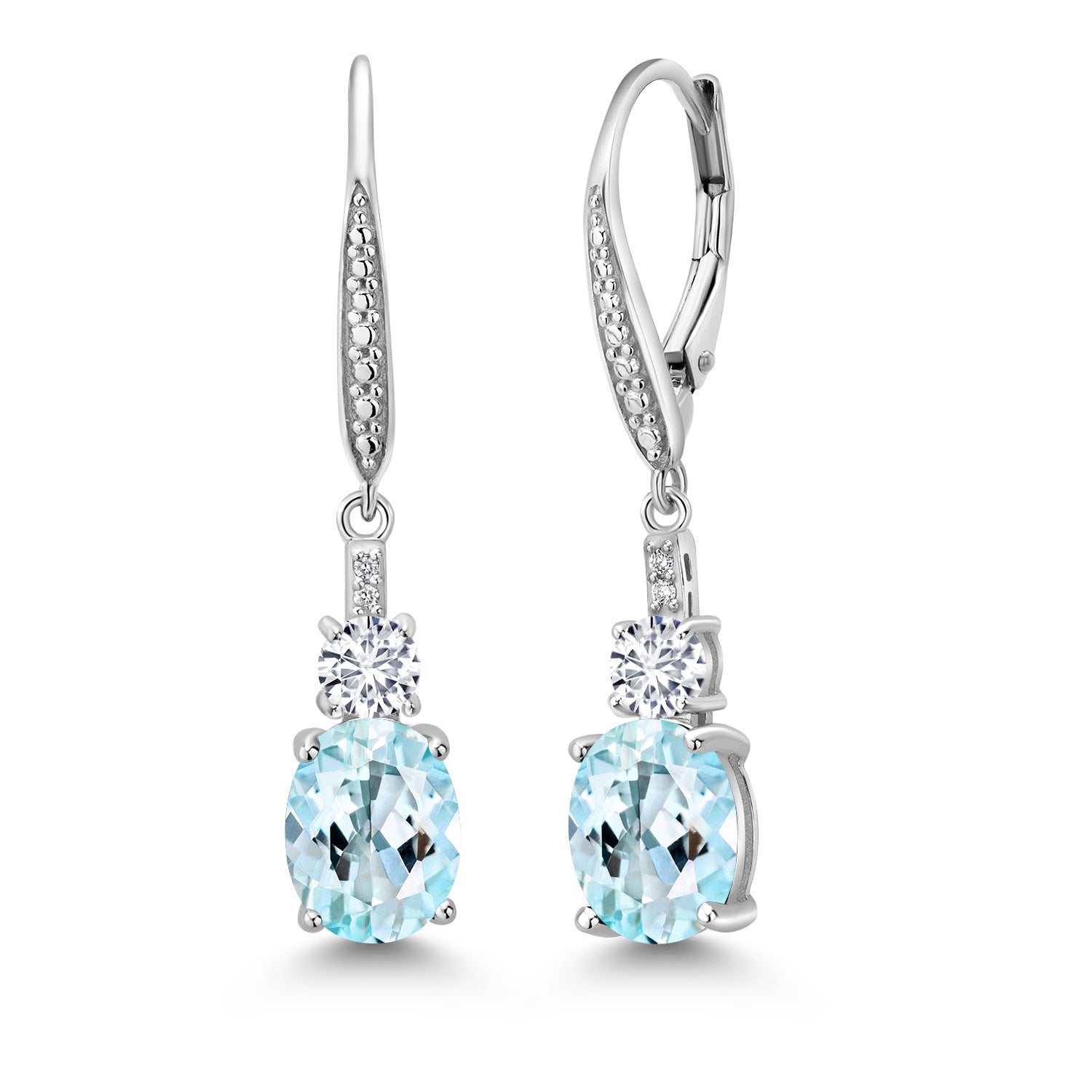 Sky Blue Topaz - November_Earrings in 925 Sterling Silver