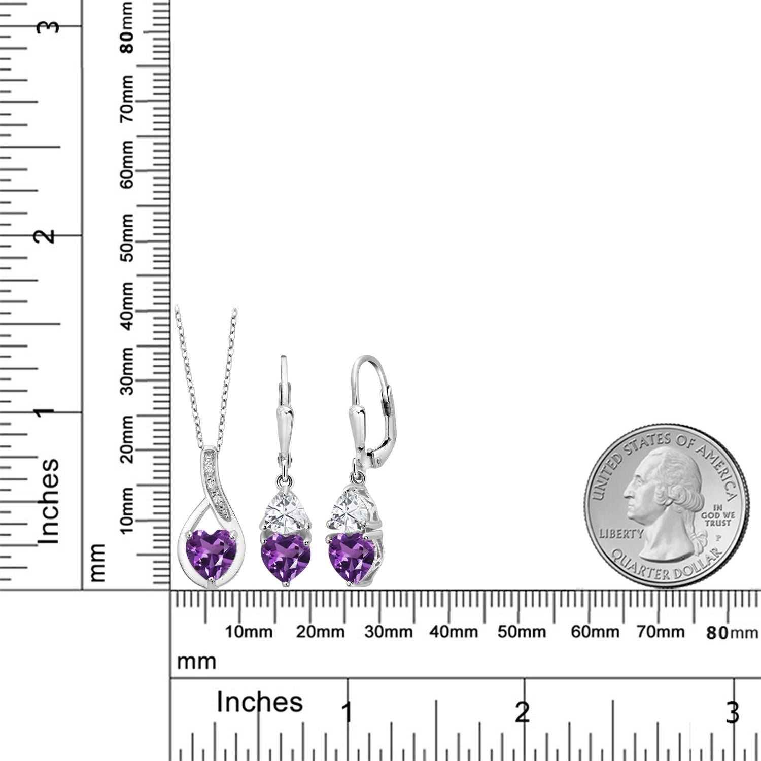 Pendant Earrings Set in 925 Sterling Silver