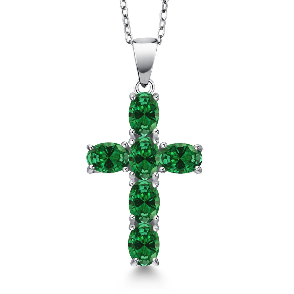 Created Emerald - May_Pendant in 925 Sterling Silver