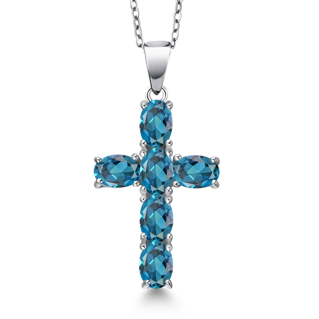 London Blue Topaz - November_Pendant in 925 Sterling Silver