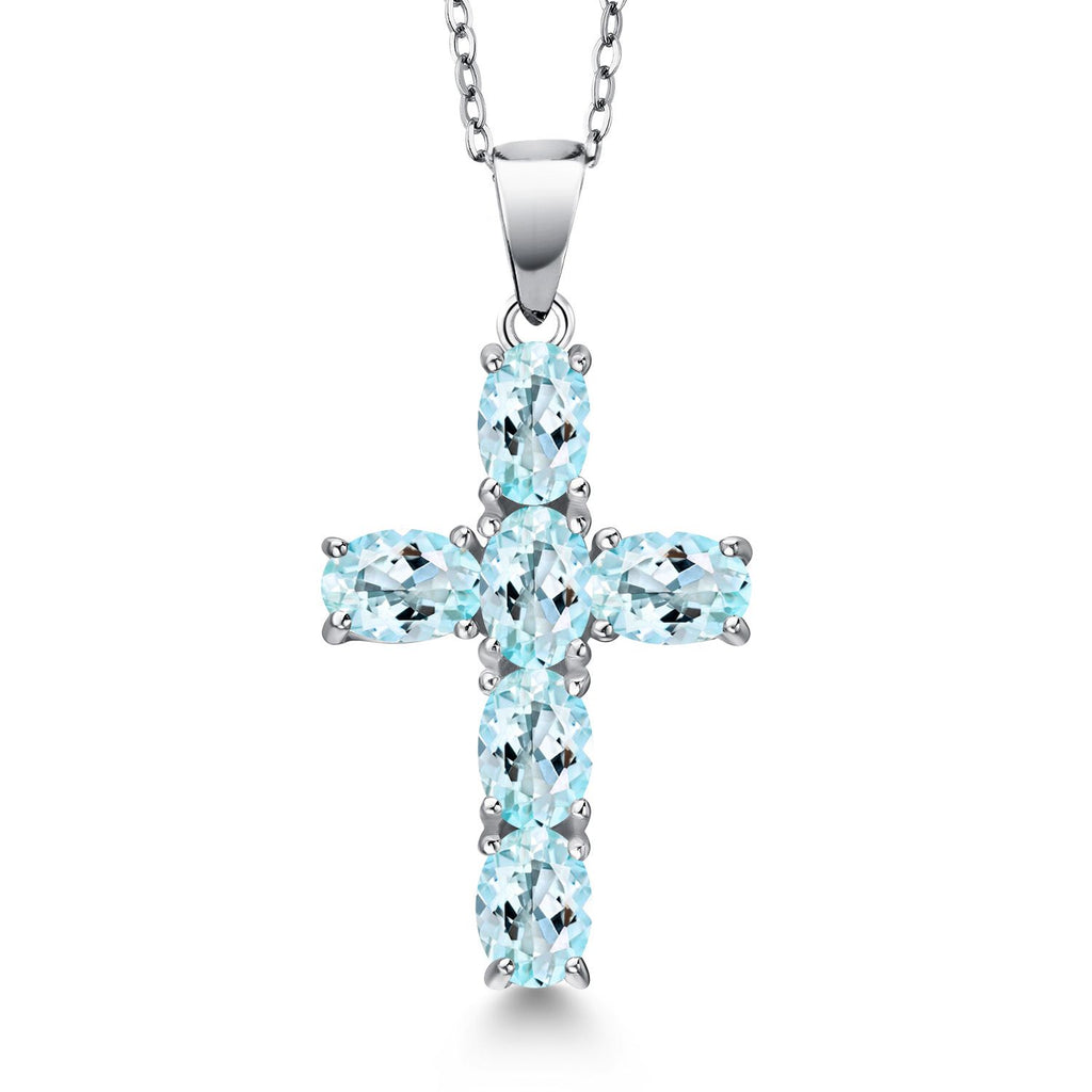 Sky Blue Topaz - November_Pendant in 925 Sterling Silver