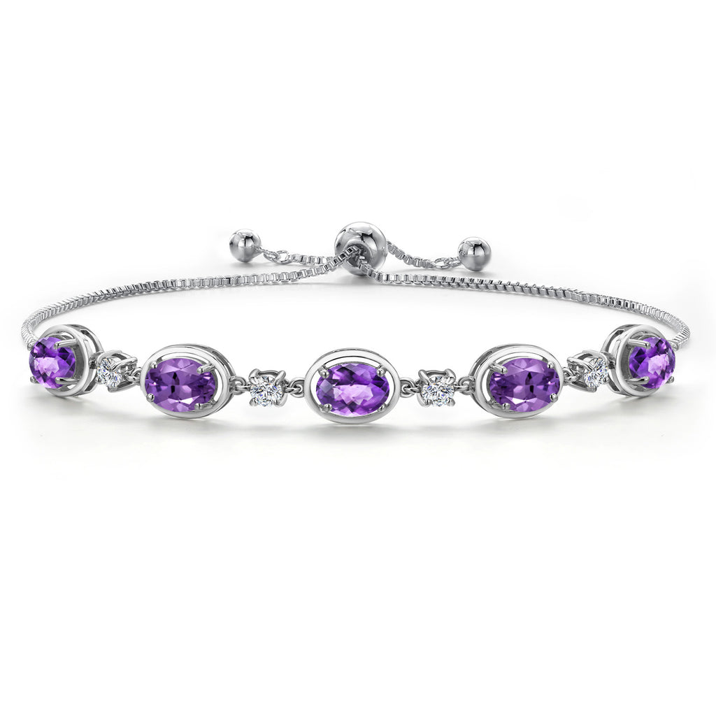 Amethyst-Checkerboard - February_Bracelet in 925 Sterling Silver