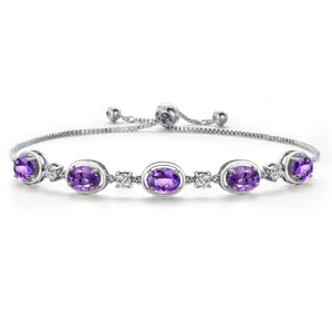 Amethyst-Checkerboard - February_Bracelet in 925 Sterling Silver