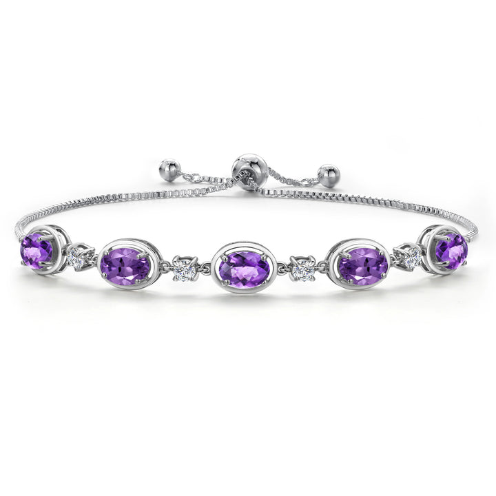 Amethyst-Checkerboard - February_Bracelet in 925 Sterling Silver
