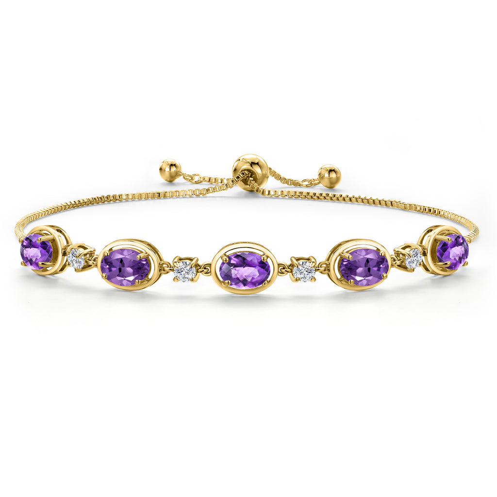 Amethyst-Checkerboard - February_Bracelet in 925 Yellow Gold Plated Silver