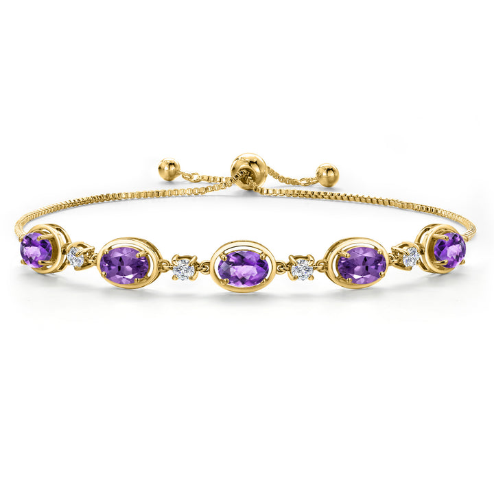 Amethyst-Checkerboard - February_Bracelet in 925 Yellow Gold Plated Silver