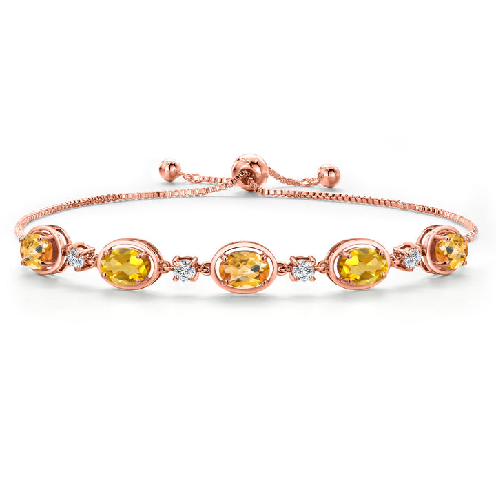 Citrine-Checkerboard - November_Bracelet in 925 Rose Gold Plated Silver