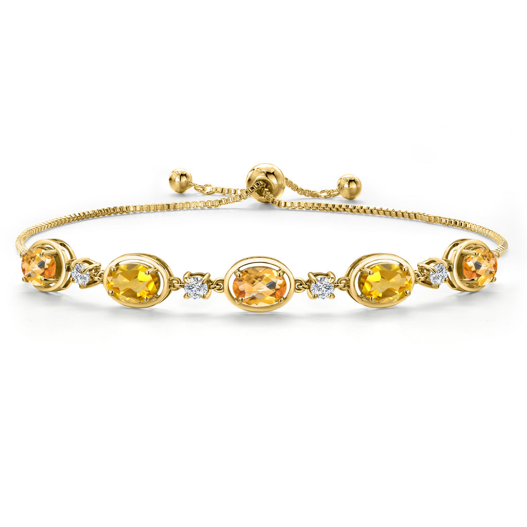 Citrine-Checkerboard - November_Bracelet in 925 Yellow Gold Plated Silver