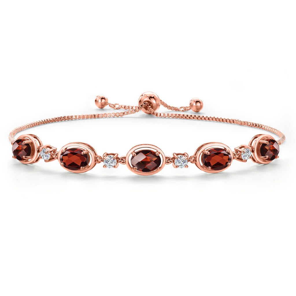 Garnet-Checkerboard - January_Bracelet in 925 Rose Gold Plated Silver
