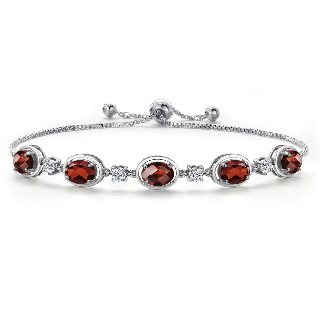 Garnet-Checkerboard - January_Bracelet in 925 Sterling Silver