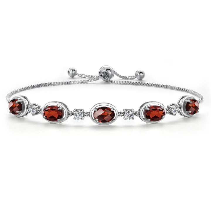Garnet-Checkerboard - January_Bracelet in 925 Sterling Silver