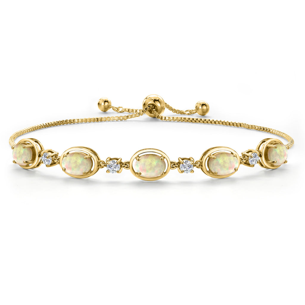 Ethiopian Opal-Cabochon - October_Bracelet in 925 Yellow Gold Plated Silver