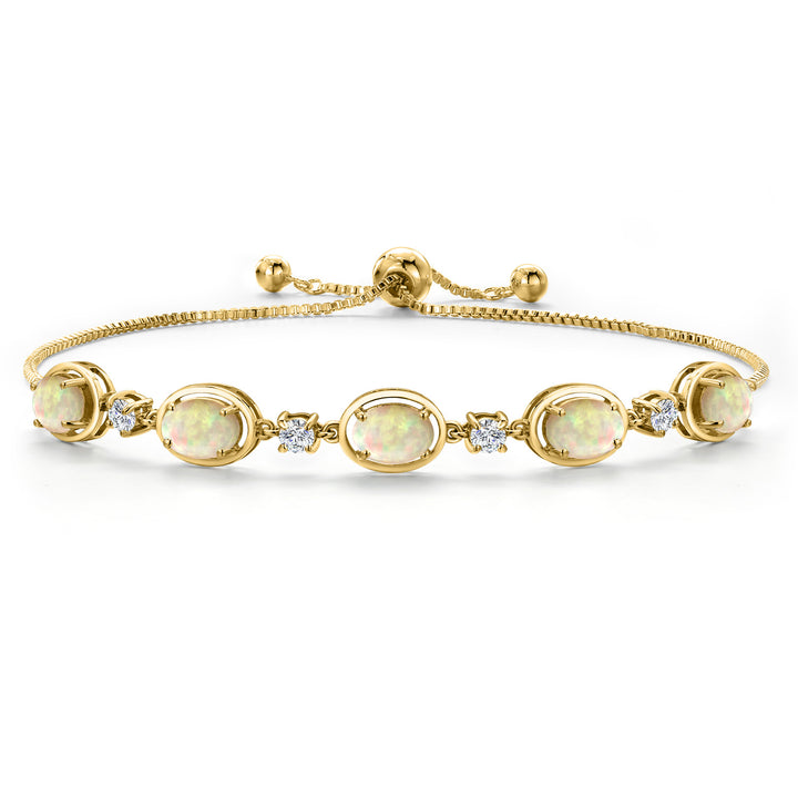 Ethiopian Opal-Cabochon - October_Bracelet in 925 Yellow Gold Plated Silver