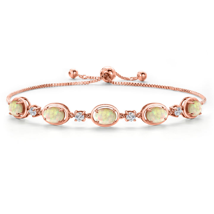 Ethiopian Opal-Cabochon - October_Bracelet in 925 Rose Gold Plated Silver