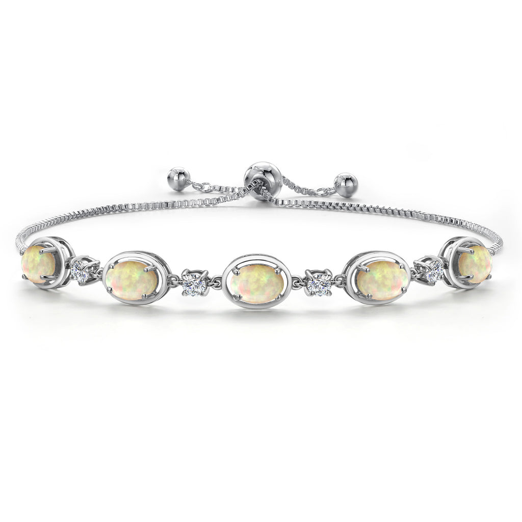 Ethiopian Opal-Cabochon - October_Bracelet in 925 Sterling Silver