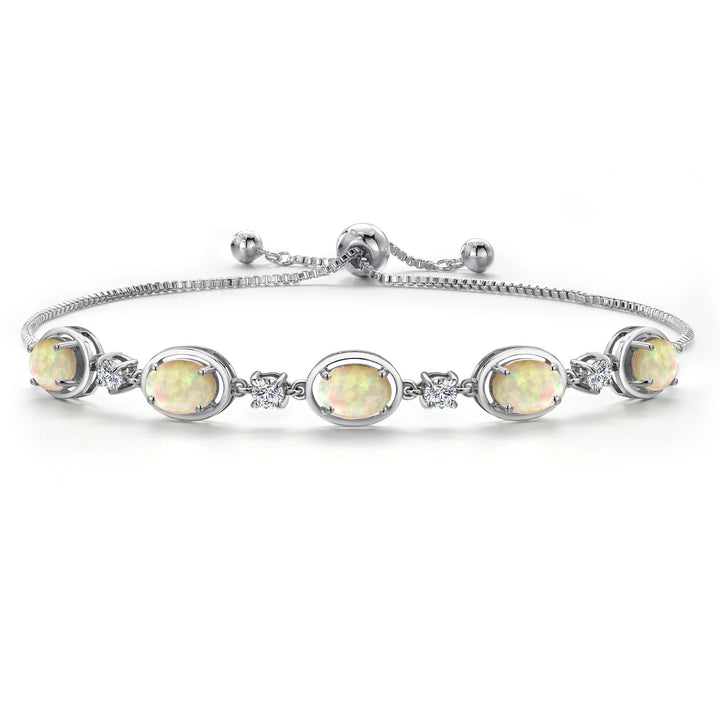 Ethiopian Opal-Cabochon - October_Bracelet in 925 Sterling Silver