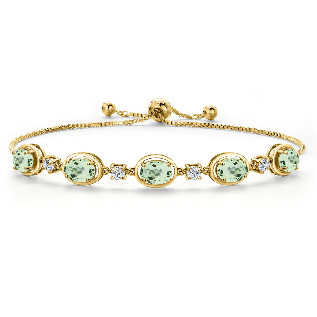 Prasiolite_Bracelet in 925 Yellow Gold Plated Silver