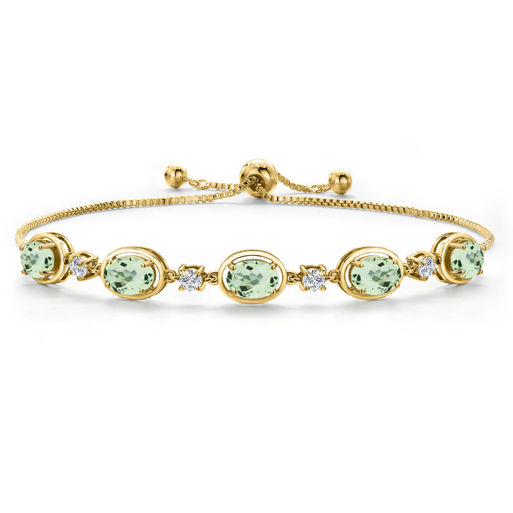 Prasiolite_Bracelet in 925 Yellow Gold Plated Silver