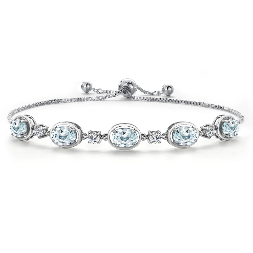 Aquamarine - March_Bracelet in 925 Sterling Silver