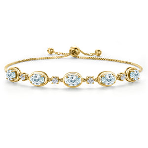 Aquamarine - March_Bracelet in 925 Yellow Gold Plated Silver