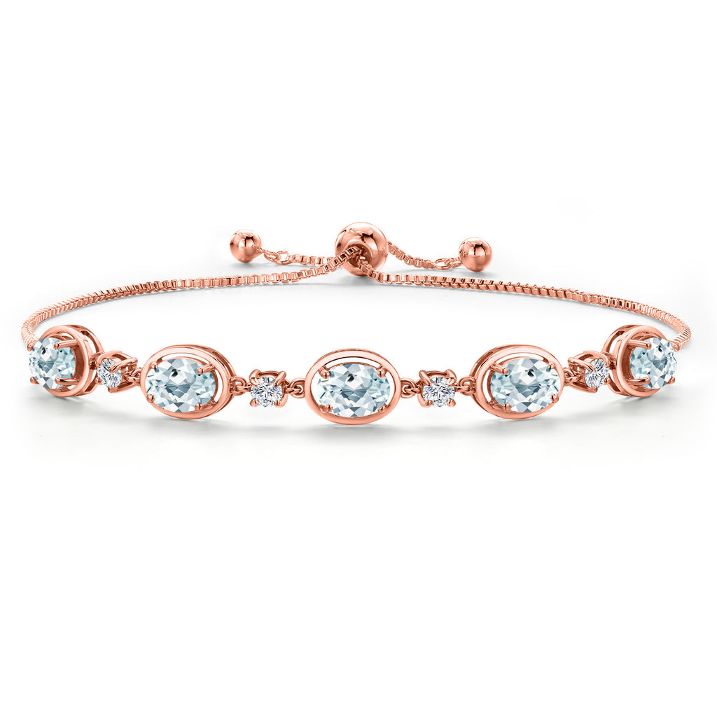 Aquamarine - March_Bracelet in 925 Rose Gold Plated Silver