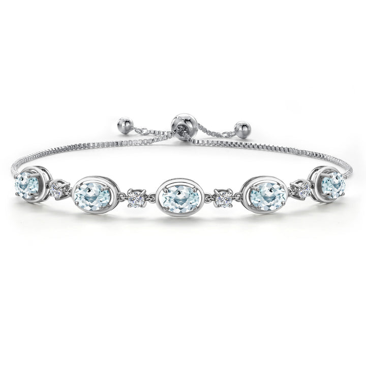 Aquamarine - March_Bracelet in 925 Sterling Silver
