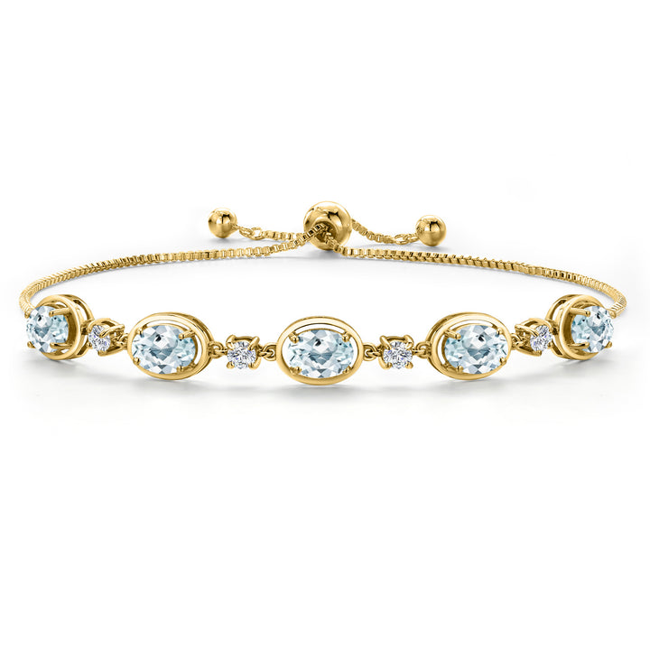 Aquamarine - March_Bracelet in 925 Yellow Gold Plated Silver