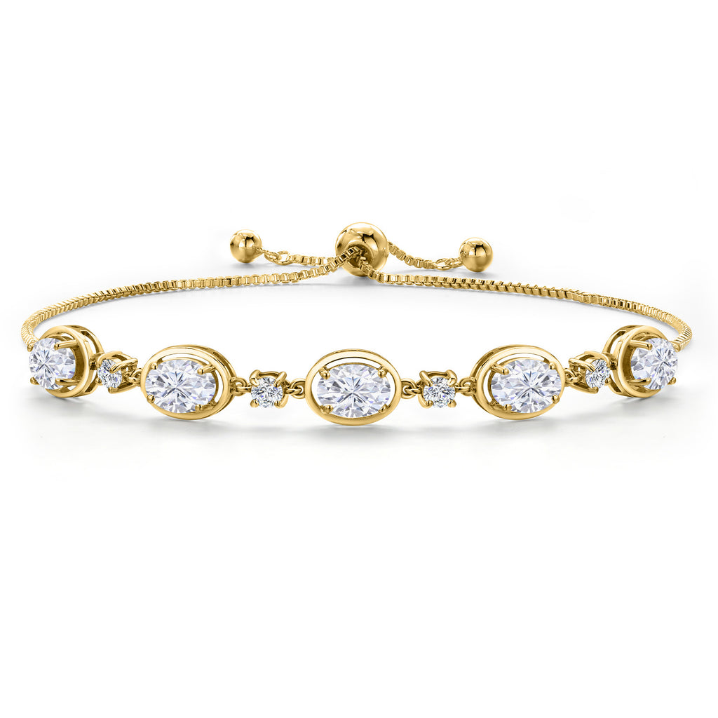 White Moissanite - April_Bracelet in 925 Yellow Gold Plated Silver