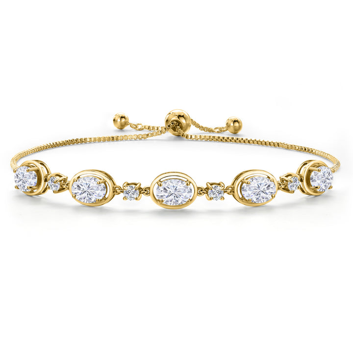 White Moissanite - April_Bracelet in 925 Yellow Gold Plated Silver