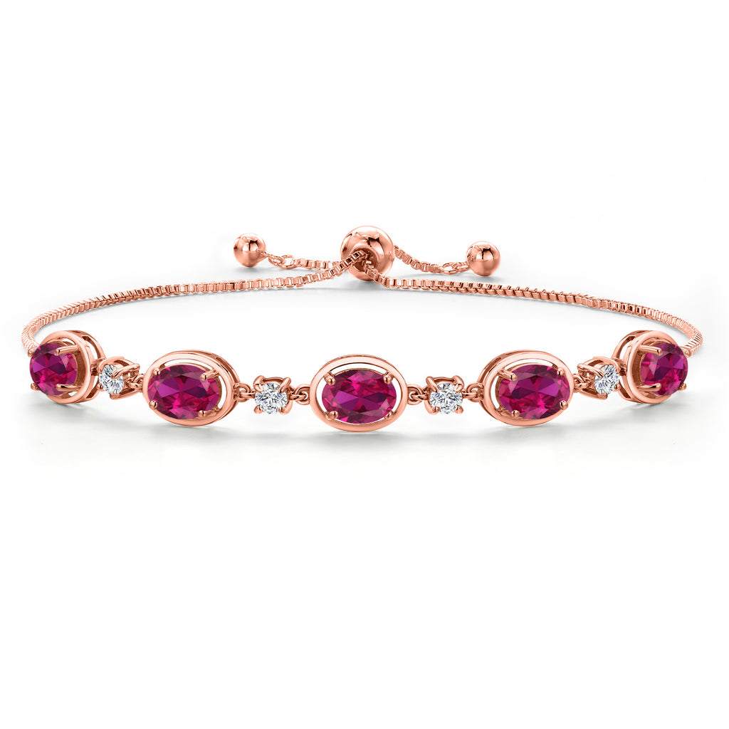 Created Ruby - July_Bracelet in 925 Rose Gold Plated Silver