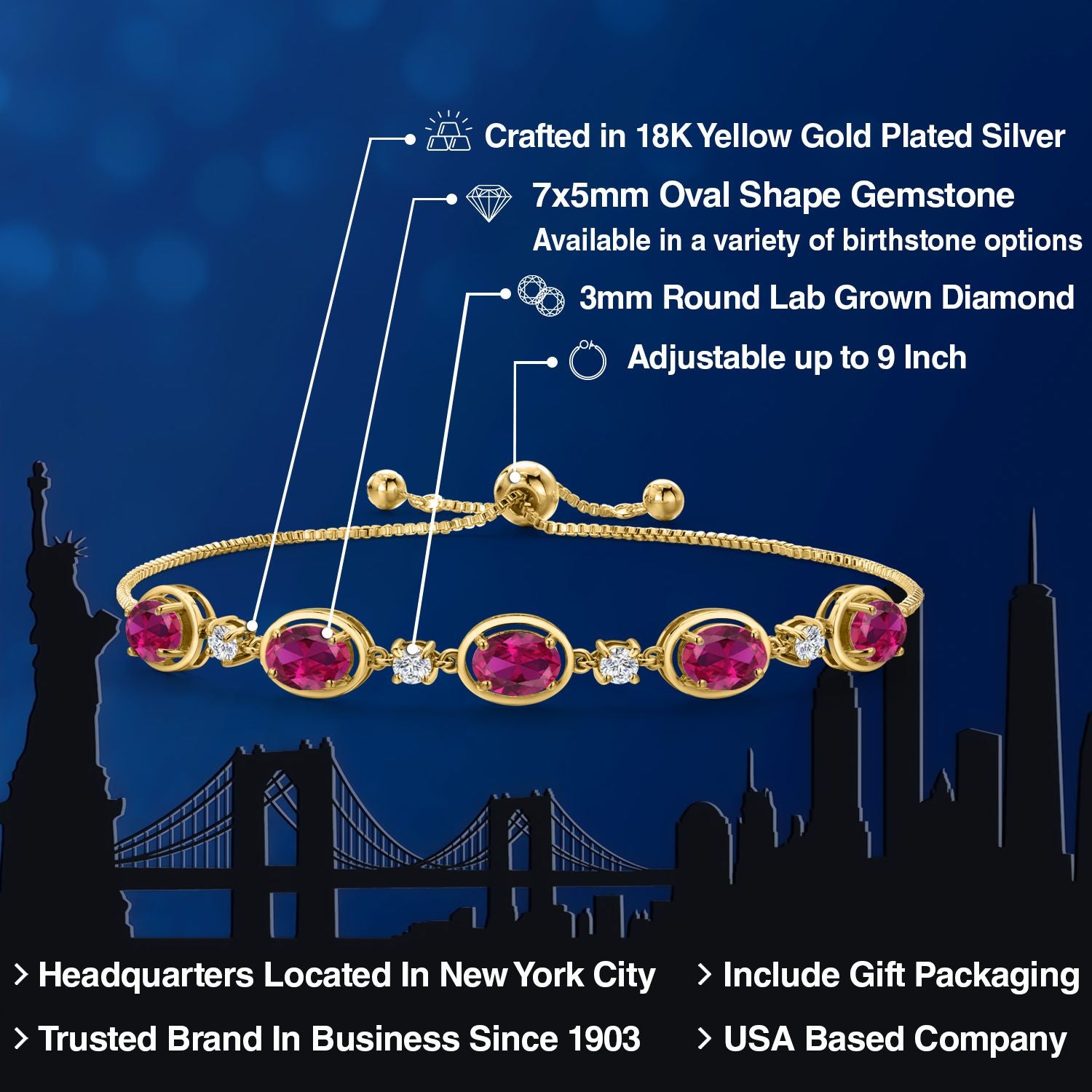 Bracelet in 925 Yellow Gold Plated Silver