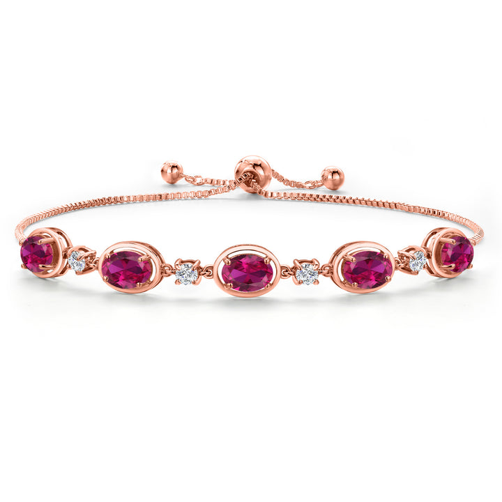 Created Ruby - July_Bracelet in 925 Rose Gold Plated Silver