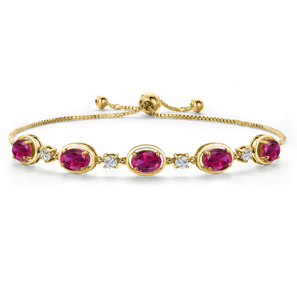 Created Ruby - July_Bracelet in 925 Yellow Gold Plated Silver