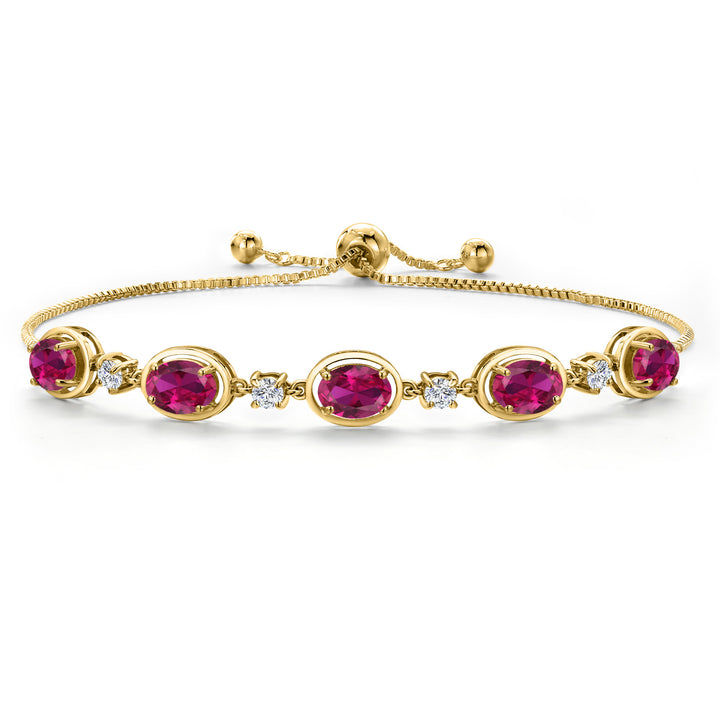Created Ruby - July_Bracelet in 925 Yellow Gold Plated Silver