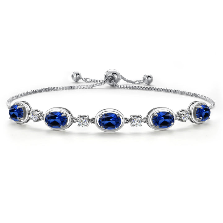Blue Created Sapphire - September_Bracelet in 925 Sterling Silver