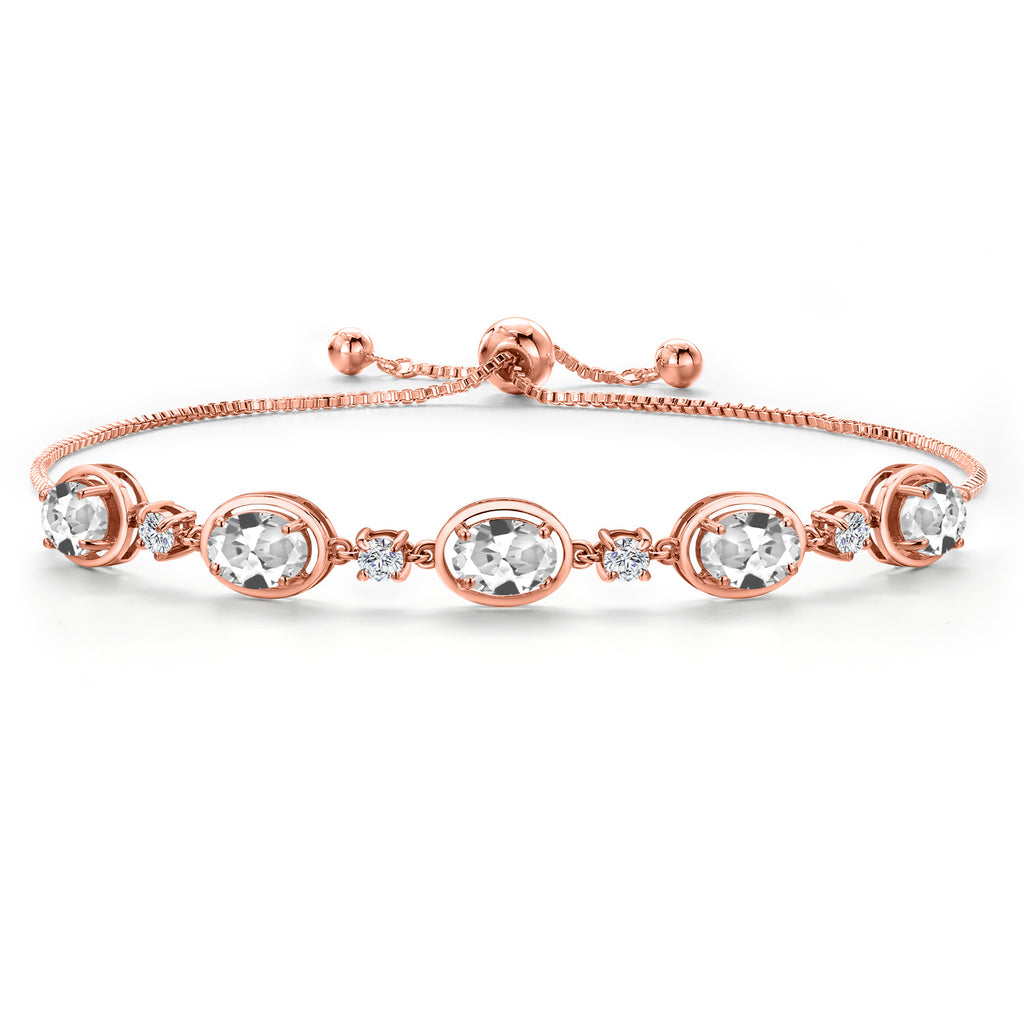 White Created Sapphire - September_Bracelet in 925 Rose Gold Plated Silver