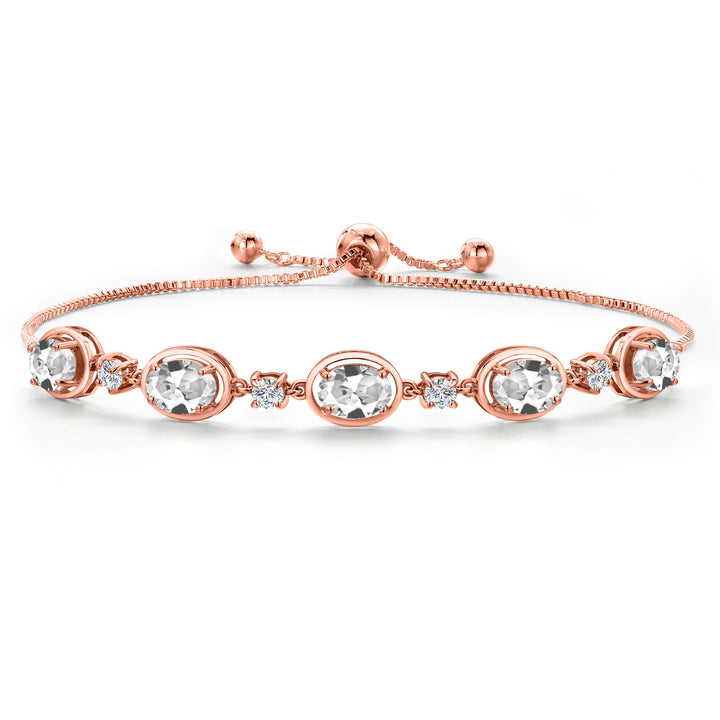 White Created Sapphire - September_Bracelet in 925 Rose Gold Plated Silver