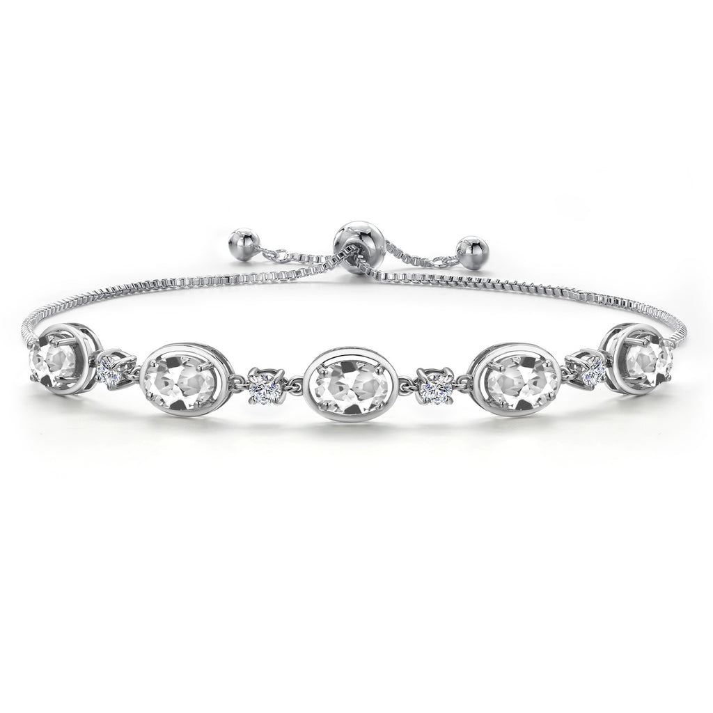 White Created Sapphire - September_Bracelet in 925 Sterling Silver