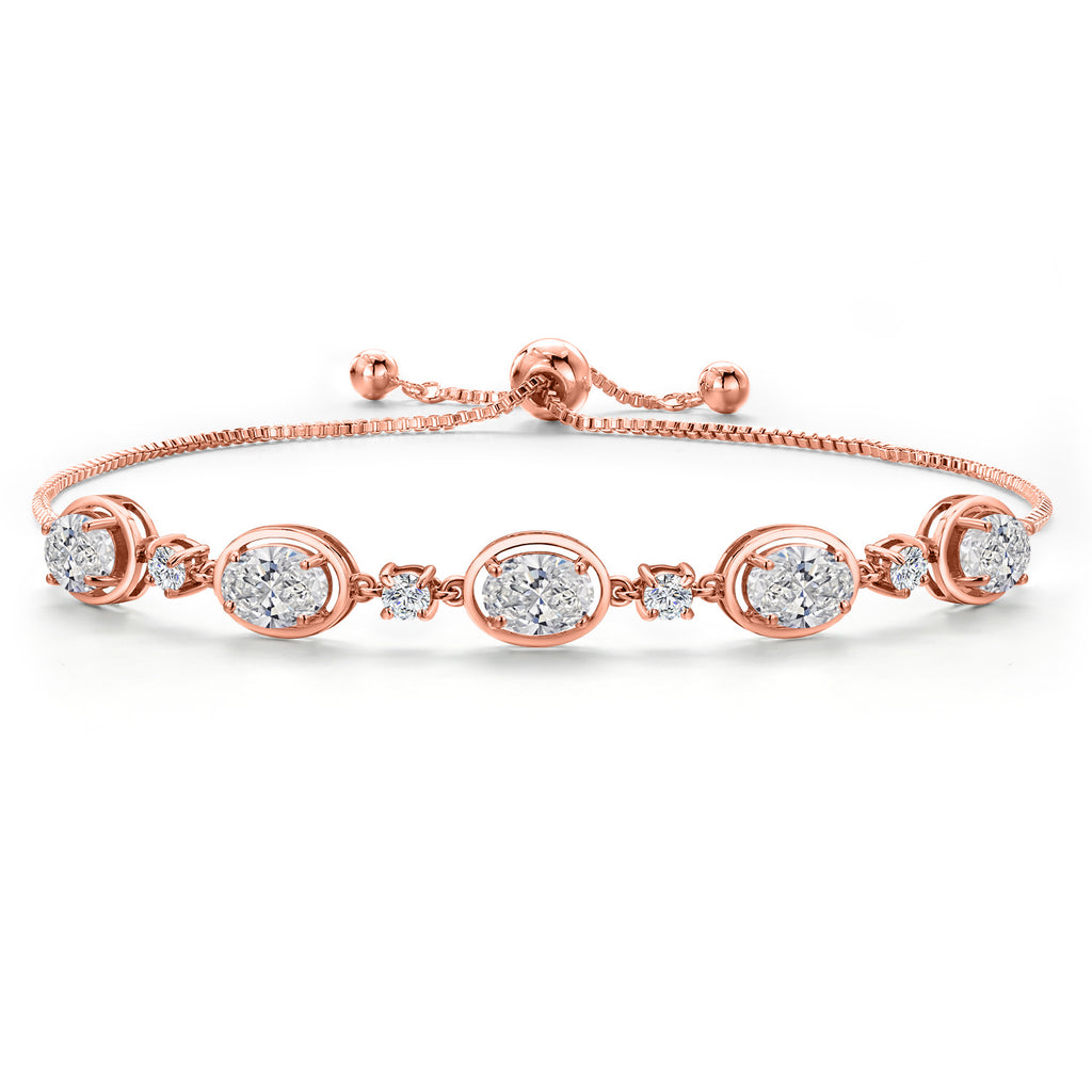White Lab Grown Diamond - April_Bracelet in 925 Rose Gold Plated Silver