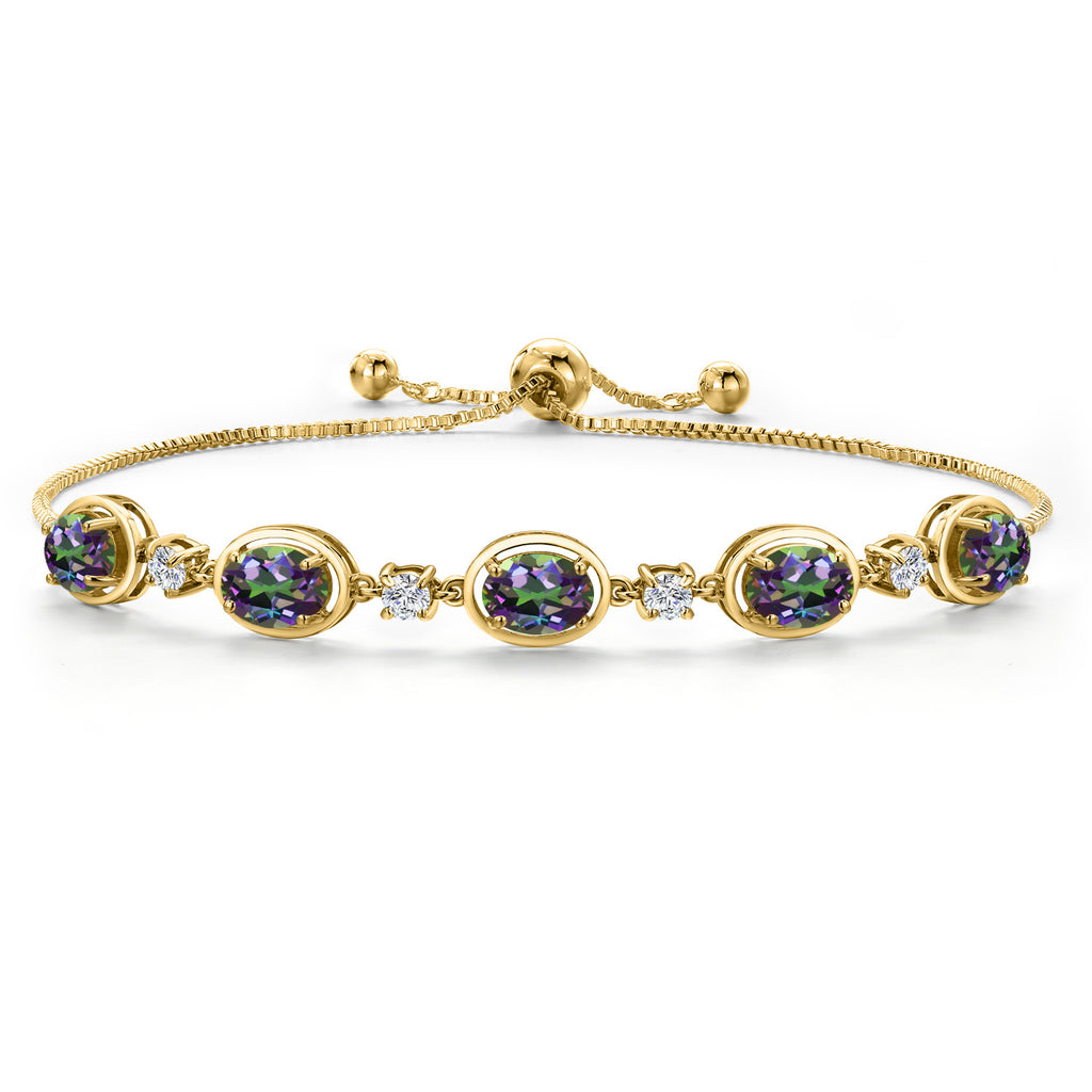 Green Mystic Topaz_Bracelet in 925 Yellow Gold Plated Silver
