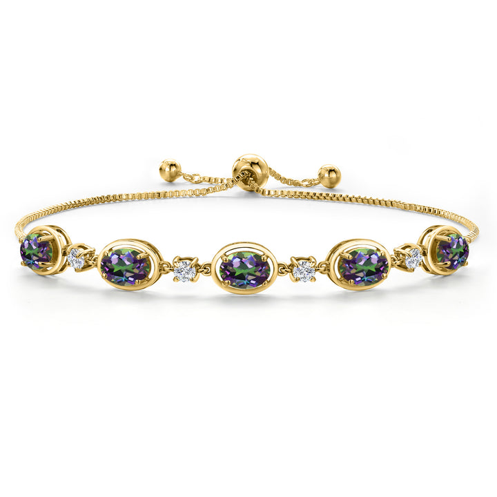 Green Mystic Topaz_Bracelet in 925 Yellow Gold Plated Silver