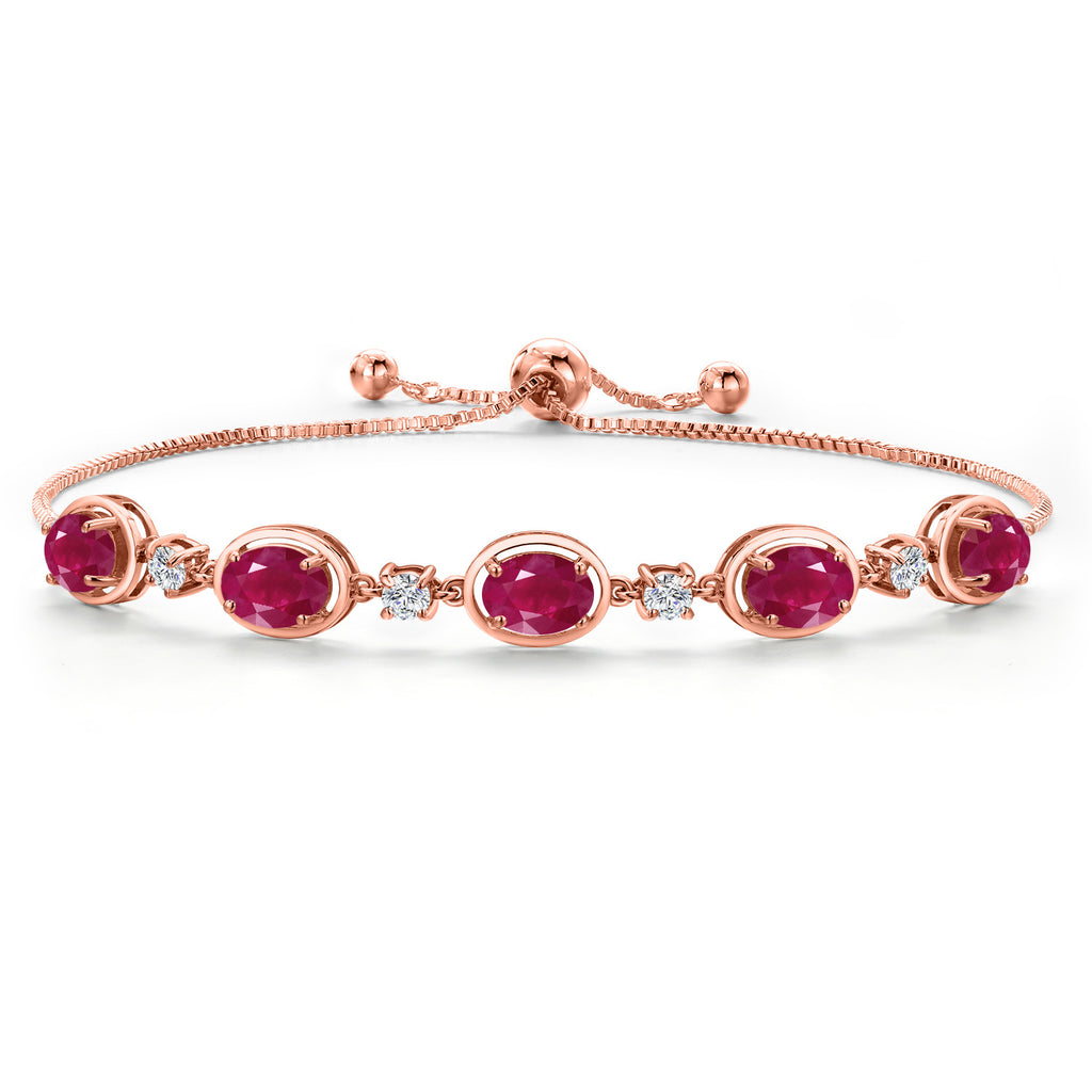 Ruby - July_Bracelet in 925 Rose Gold Plated Silver