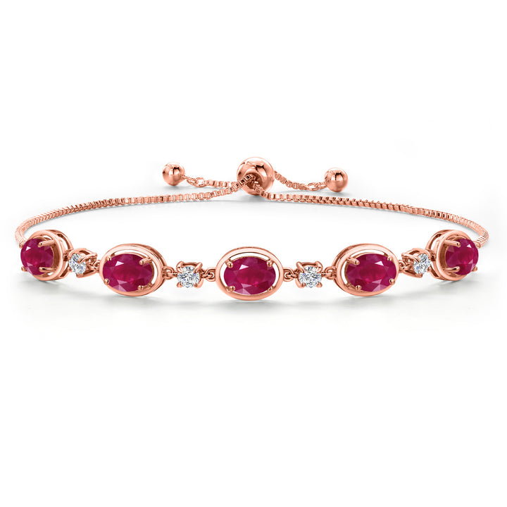 Ruby - July_Bracelet in 925 Rose Gold Plated Silver