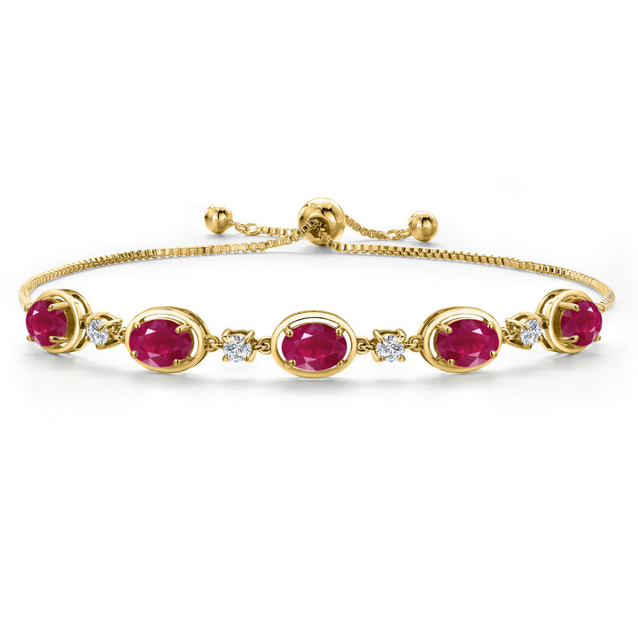 Ruby - July_Bracelet in 925 Yellow Gold Plated Silver