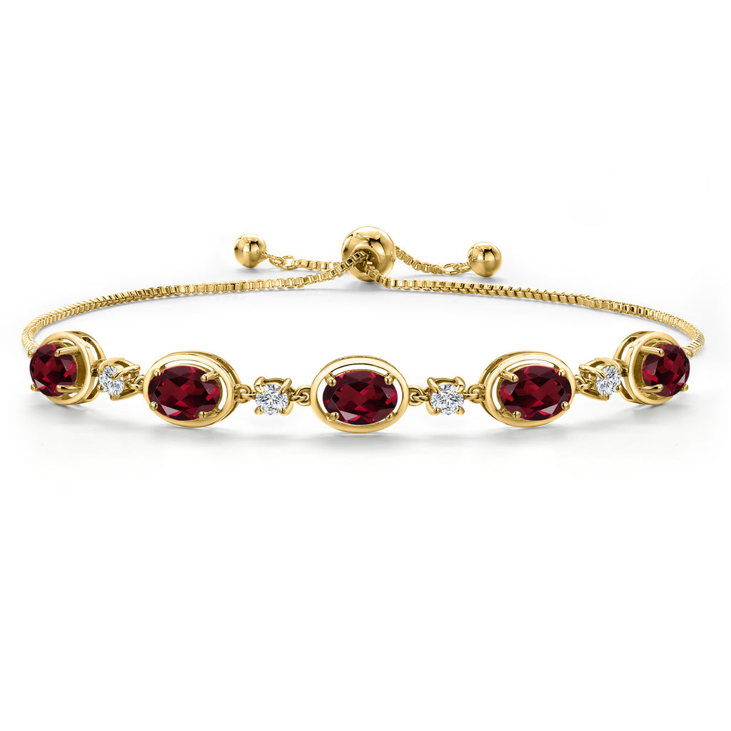 Rhodolite Garnet_Bracelet in 925 Yellow Gold Plated Silver