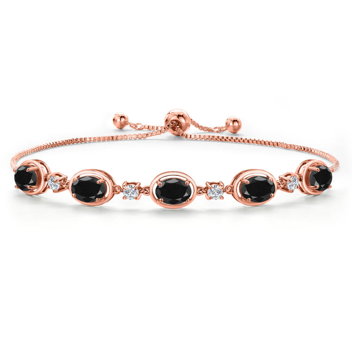 Black Sapphire - September_Bracelet in 925 Rose Gold Plated Silver