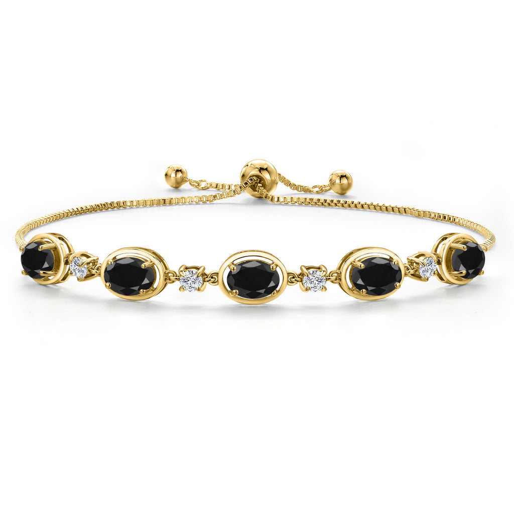 Black Sapphire - September_Bracelet in 925 Yellow Gold Plated Silver