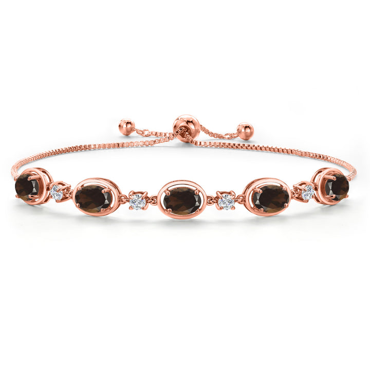 Smoky Quartz_Bracelet in 925 Rose Gold Plated Silver
